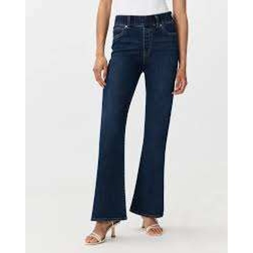 Quince Nina Pull On Stretch Flare Jeans Women's XS‎ Nocturne Blue Dark Wash